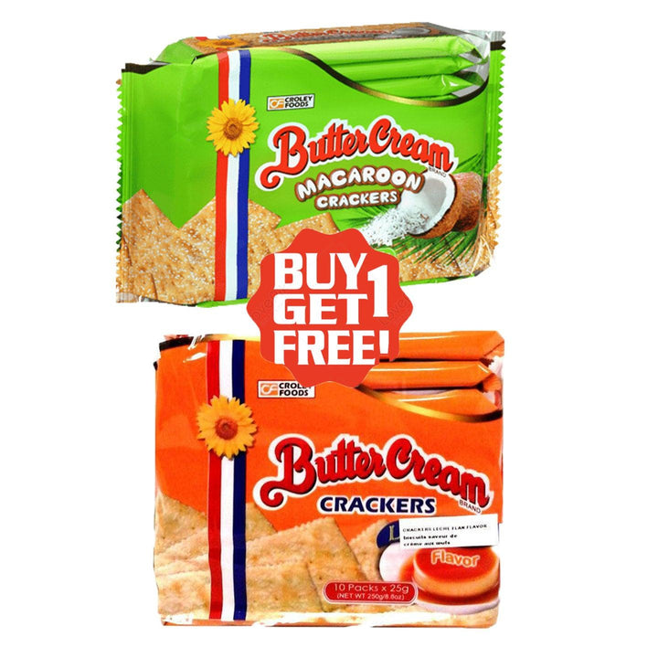 ButterCream Macaroon & Leche Flan Crackers (10 x 25 gm) (1+1) Offer - Pinoyhyper