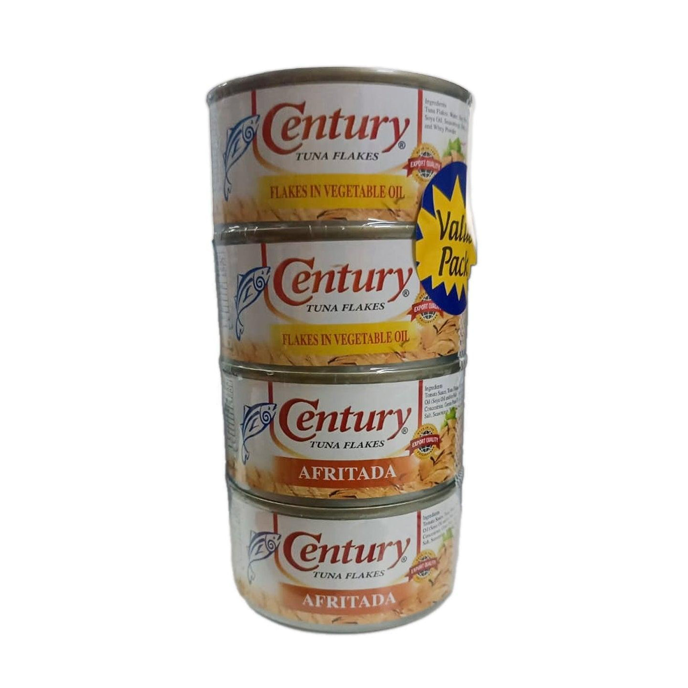 Century Tuna 2 Flakes In Vegetable Oil +2 Afritada - 180g Value Pack - Pinoyhyper