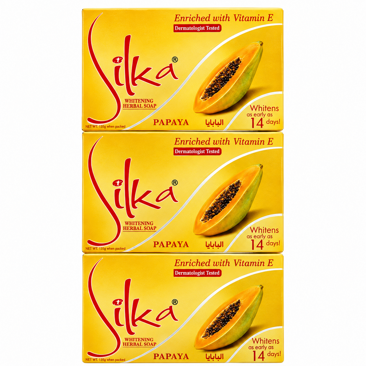 Silka Skin Whitening Soap Papaya 135gm (2 + 1) Offer