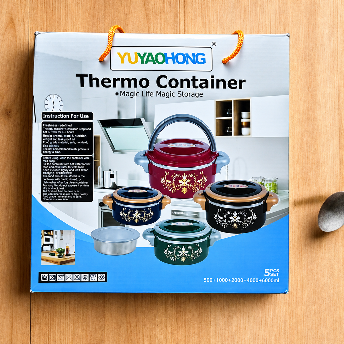 Insulated Hot Pot Dishes Food Warmer Container - 5 Pcs Set