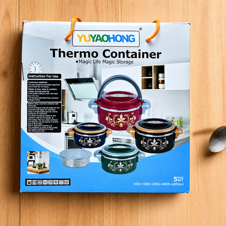 Insulated Hot Pot Dishes Food Warmer Container - 5 Pcs Set
