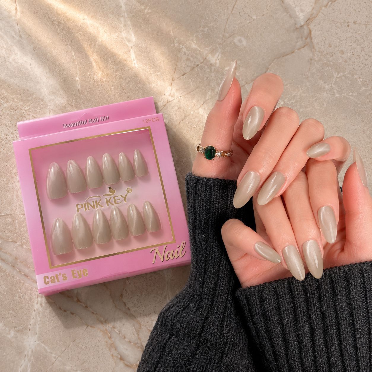 Pink Key High-End Wearable Nail Art #01 - PK24091 (12 Pcs)