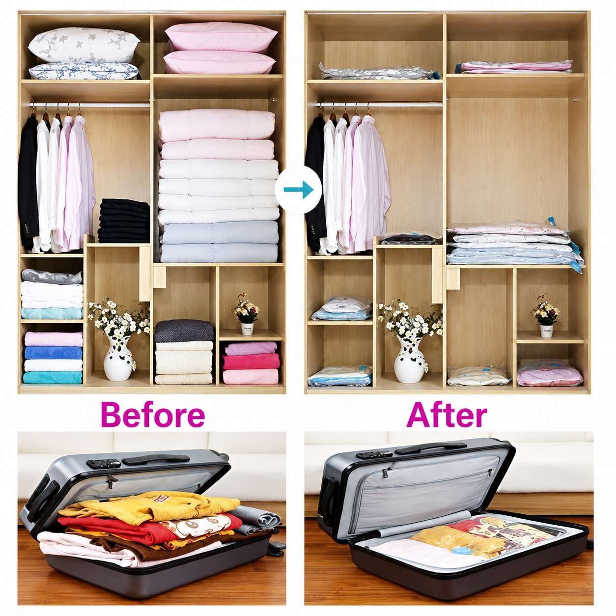 Vacuum Storage Bags with Hand Pump