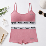 Ribbed Cotton Training Sports Bra & Shorts Set - MT502