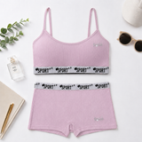 Ribbed Cotton Training Sports Bra & Shorts Set - MT502