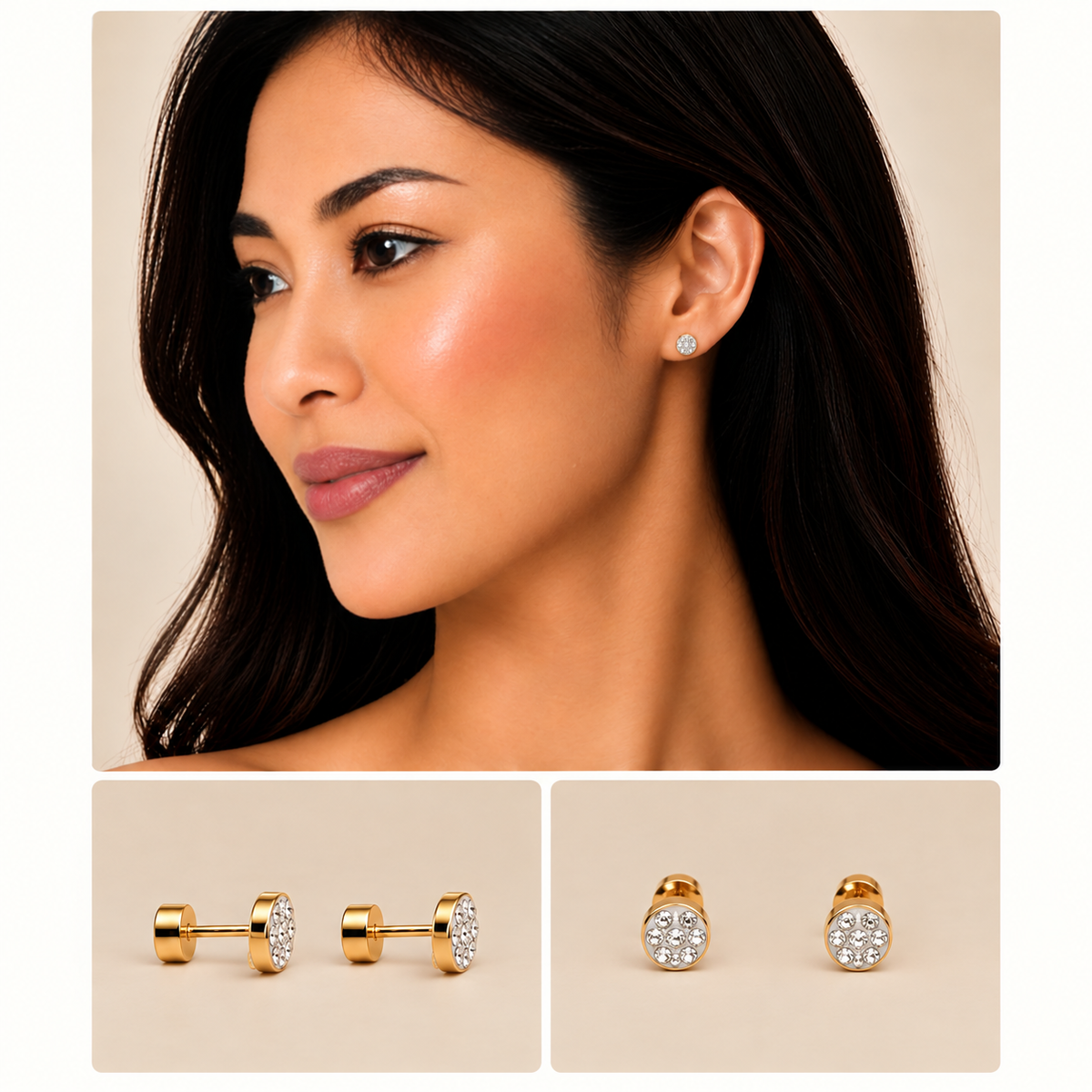 Elegant Round Crystal Stud Earrings - 133