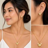 Crystal Mouse Silhouette Necklace & Earrings Jewelry Set - FJ258