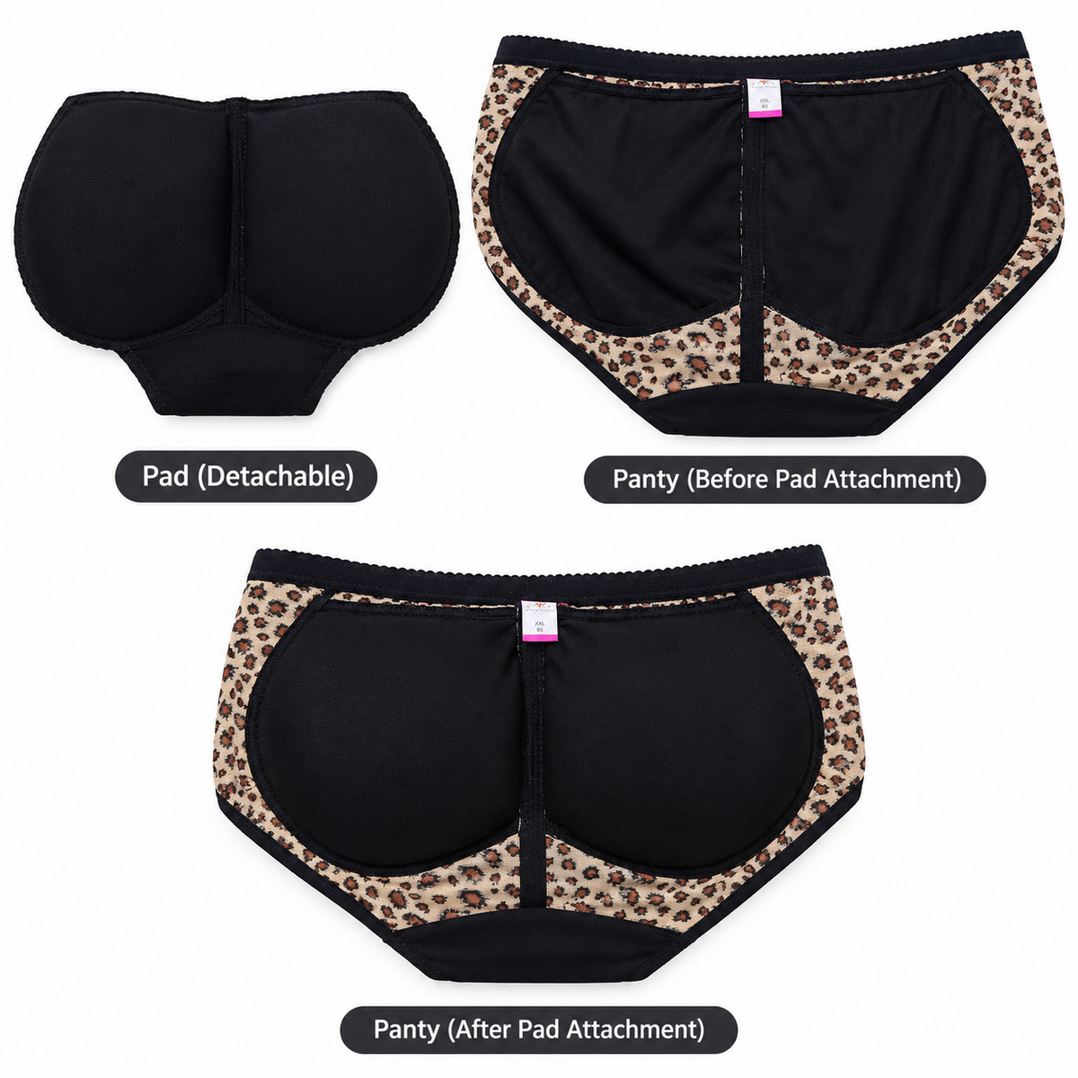 Women's Padded Butt Lifter Panty with Detachable Pads - K857
