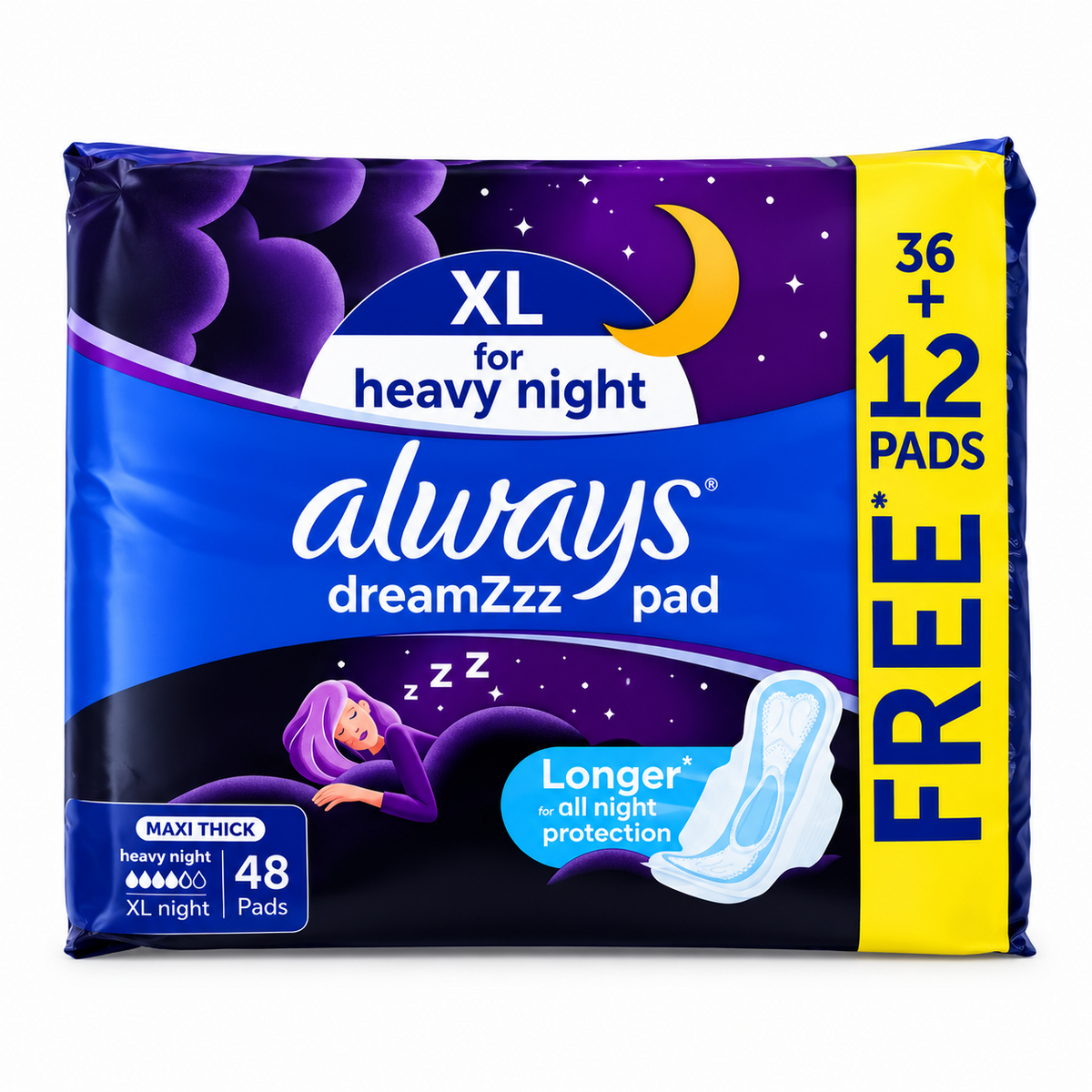 Always Dreamzzz Maxi Thick XL Night Sanitary 48 Pads