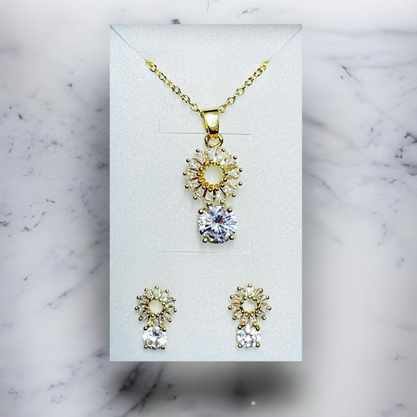 Crystal Stone Necklace Set Exquisite Gift Set Jewelry - 974515 - Pinoyhyper