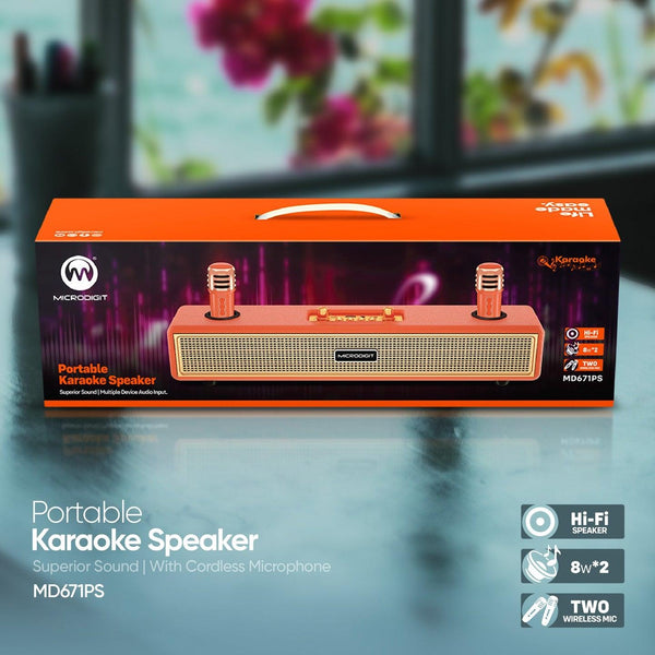 Double Mic Karaoke Portable BT Speaker With Microphone - MD671PS - Pinoyhyper