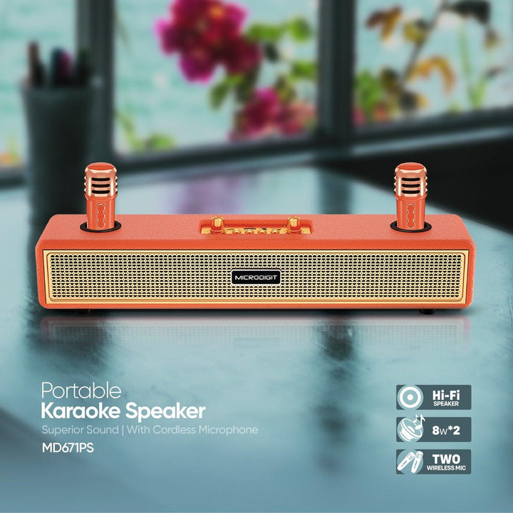 Double Mic Karaoke Portable BT Speaker With Microphone - MD671PS - Pinoyhyper