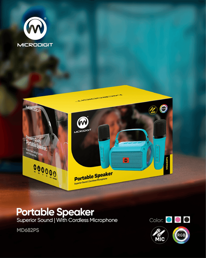 Karaoke Portable BT Speaker With Microphone - MD682PS - Pinoyhyper