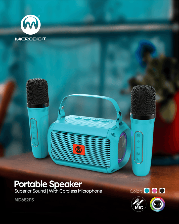 Karaoke Portable BT Speaker With Microphone - MD682PS - Pinoyhyper