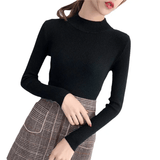 Women Mid Neck Underlay Casual Long Sleeve Sweater - 915#