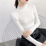Women Mid Neck Underlay Casual Long Sleeve Sweater - 915#