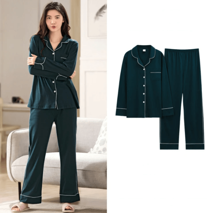 Women's Soft Cotton Long Sleeve Pajamas Set - 7503