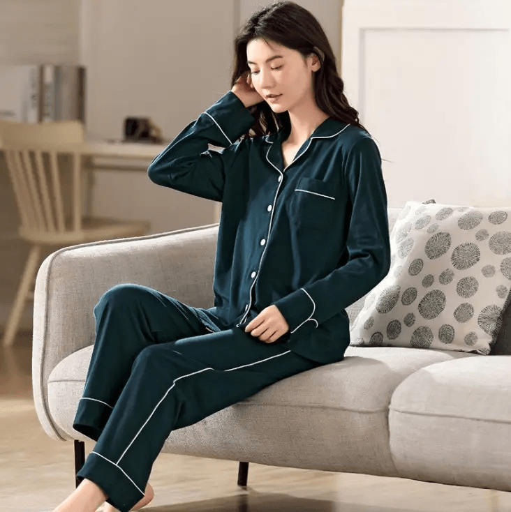 Women's Soft Cotton Long Sleeve Pajamas Set - 7503