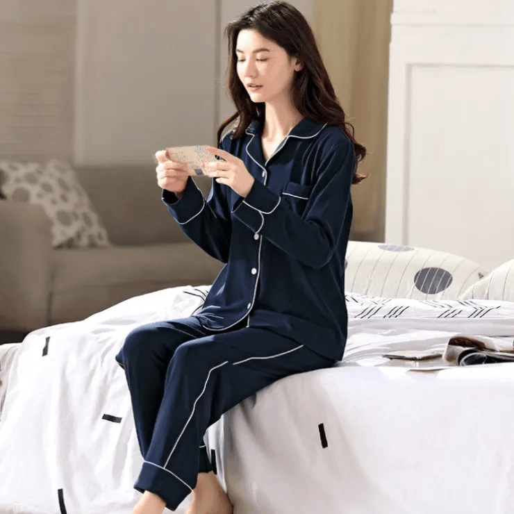 Women's Soft Cotton Long Sleeve Pajamas Set - 7503