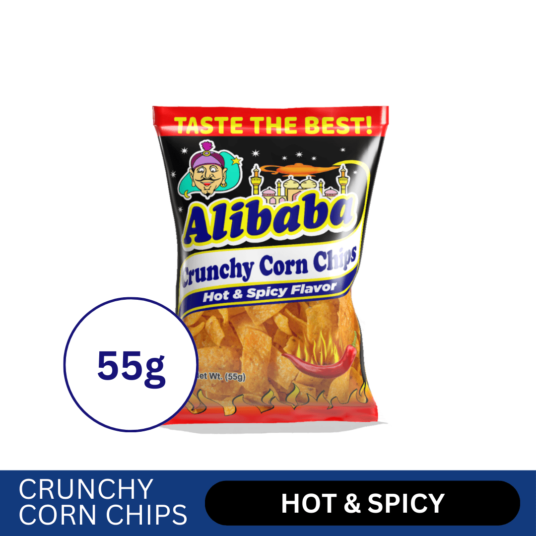 Alibaba Crunchy Corn Chips Hot & Spicy Flavor - 55g