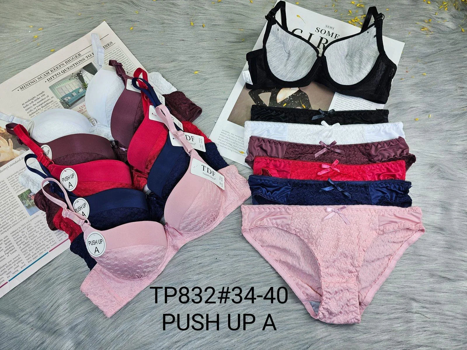 TDF Push Up A Trendy Bra & Panty Set - TP832#