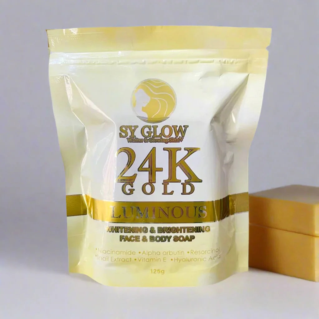 SY Glow 24K Gold Luminous soap packaging on a white background