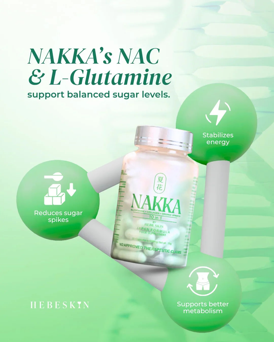 Hebeskin Nakka 10 in 1 Glutathione - 30s (Japan Formula)