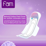 Fam Natural Cotton Feel Folded With Wings Maxi Thick Pads - 24s