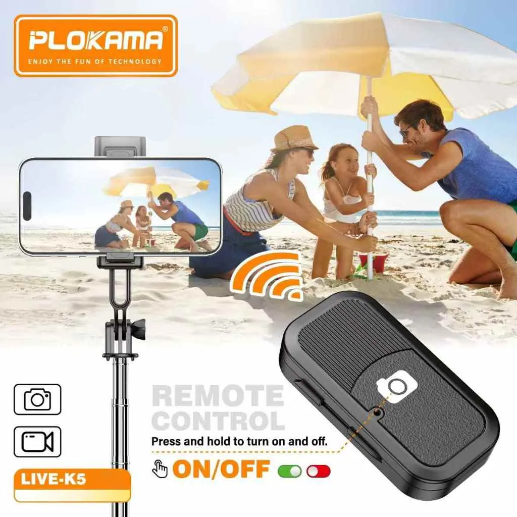 Plokama Live Streaming Bracket Tripod & Wireless Selfie Stick - K5