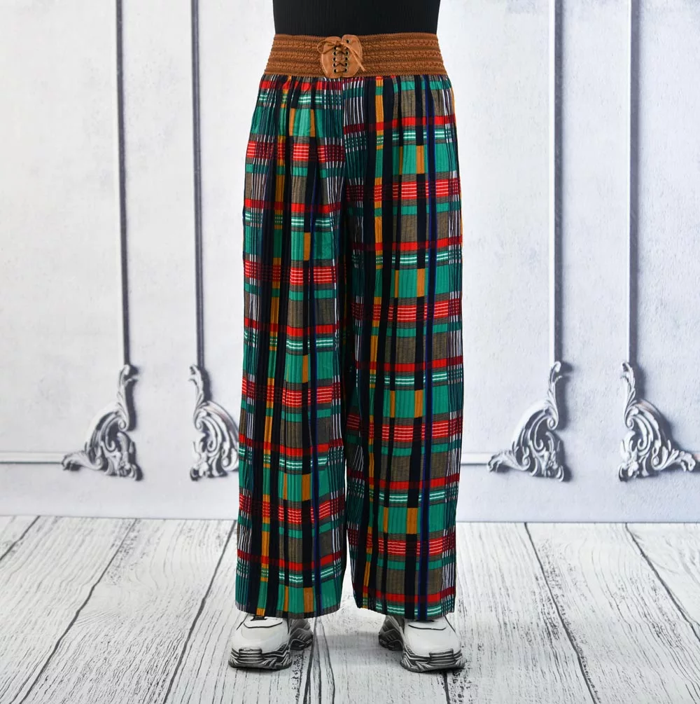 Women's GEPAIMEILIN Belt Wide-Leg Palazzo Pants K-BP-4