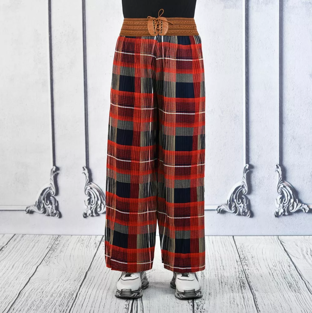 Women's GEPAIMEILIN Belt Wide-Leg Palazzo Pants K-BP-4