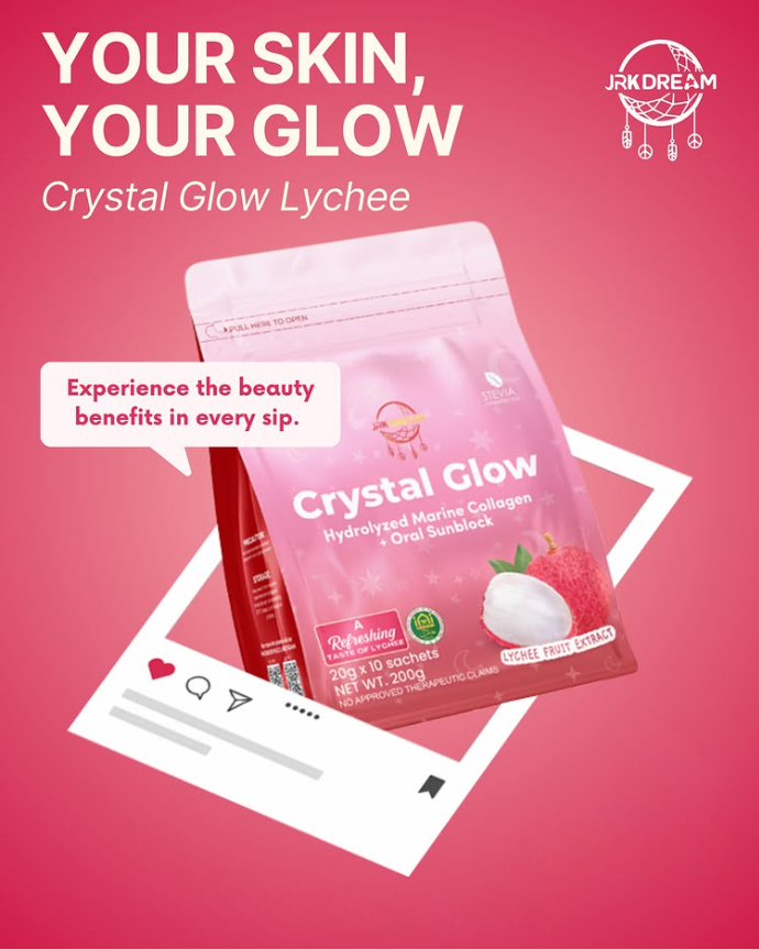 JRK Dream Crystal Glow Lychee Fruit Extract Drink - 10 Sachets x 20g
