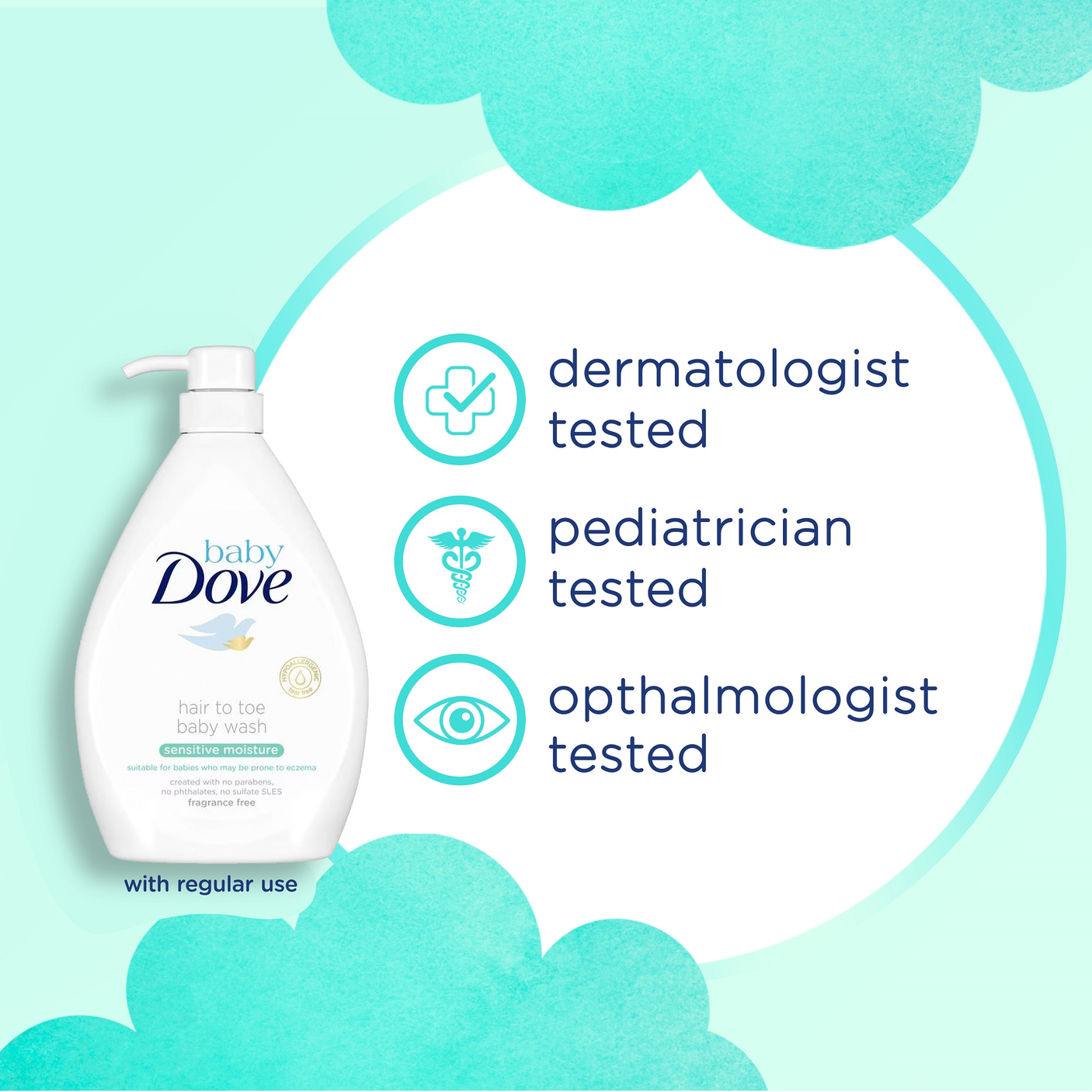 Dove Sensitive Moisture Hair To Toe Baby Wash - 400ml