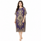 Women Printed Round-Neck Maxi kaftan -10A#