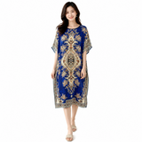 Women Printed Round-Neck Maxi kaftan -10A#