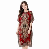 Women Printed Round-Neck Maxi kaftan -10A#
