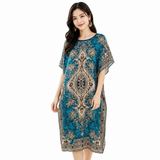 Women Printed Round-Neck Maxi kaftan -10A#