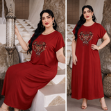 Elegant Embroidered Plus Size Maxi Dress - 6822#