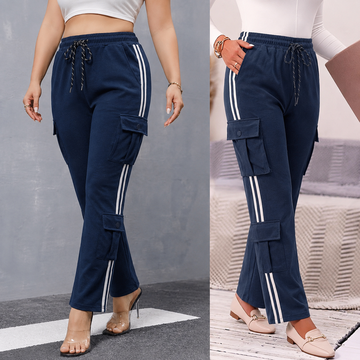Women's Track Pant with White Side Stripe HY-6-21