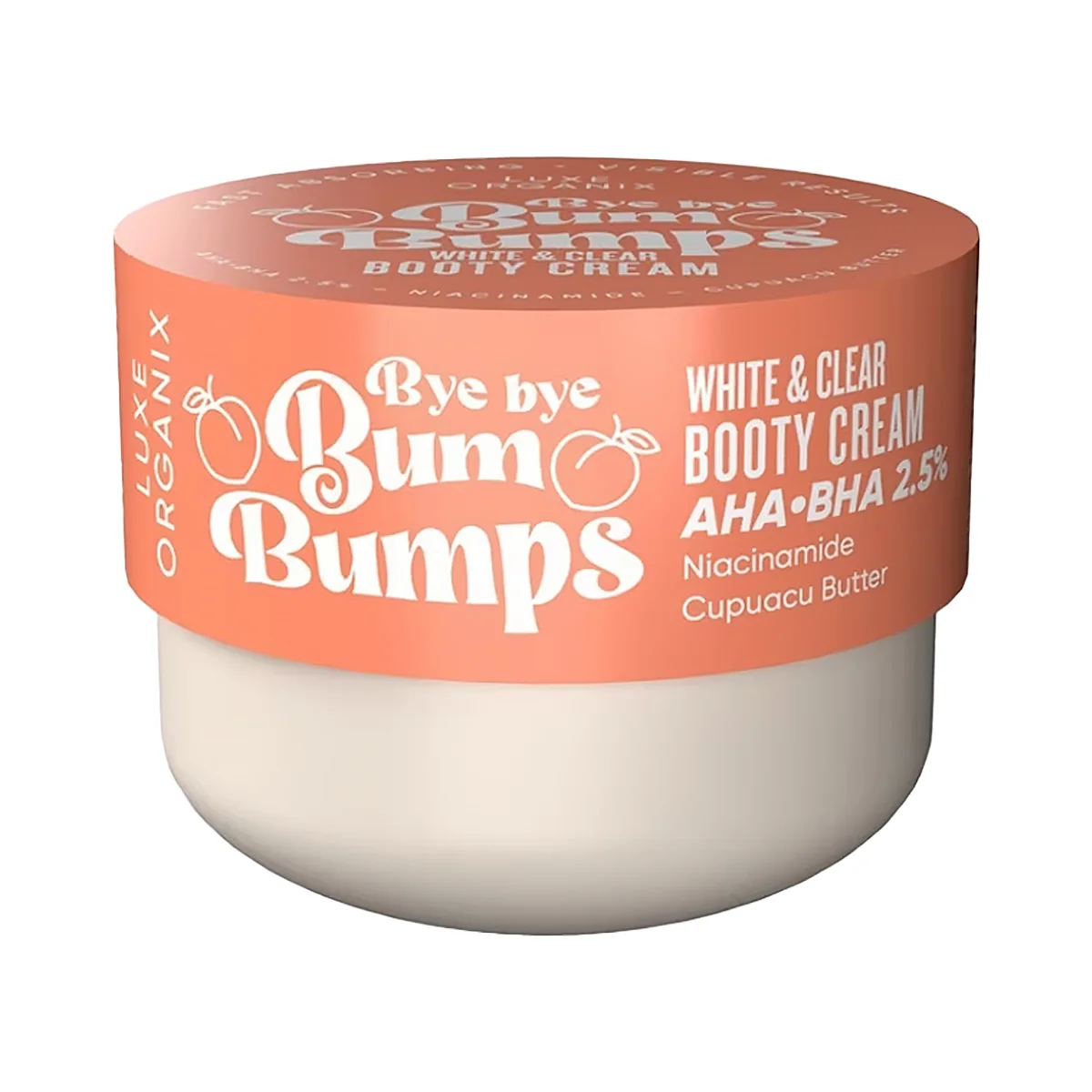 Luxe Organix Bye Bye Bum Bumps White & Clear Booty Scrub - 230g