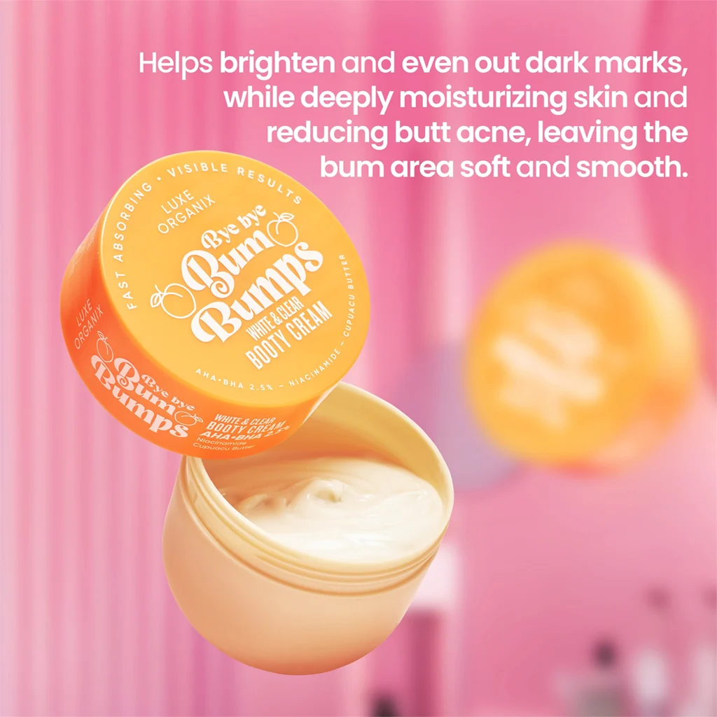 Luxe Organix Bye Bye Bum Bumps White & Clear Booty Scrub - 230g