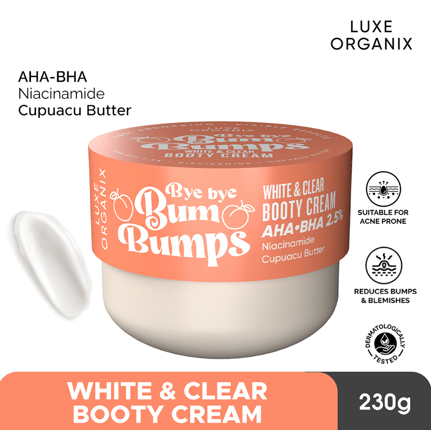 Luxe Organix Bye Bye Bum Bumps White & Clear Booty Scrub - 230g