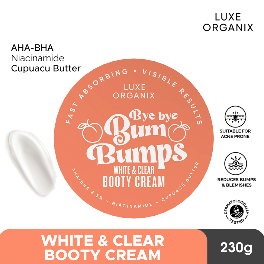 Luxe Organix Bye Bye Bum Bumps White & Clear Booty Scrub - 230g