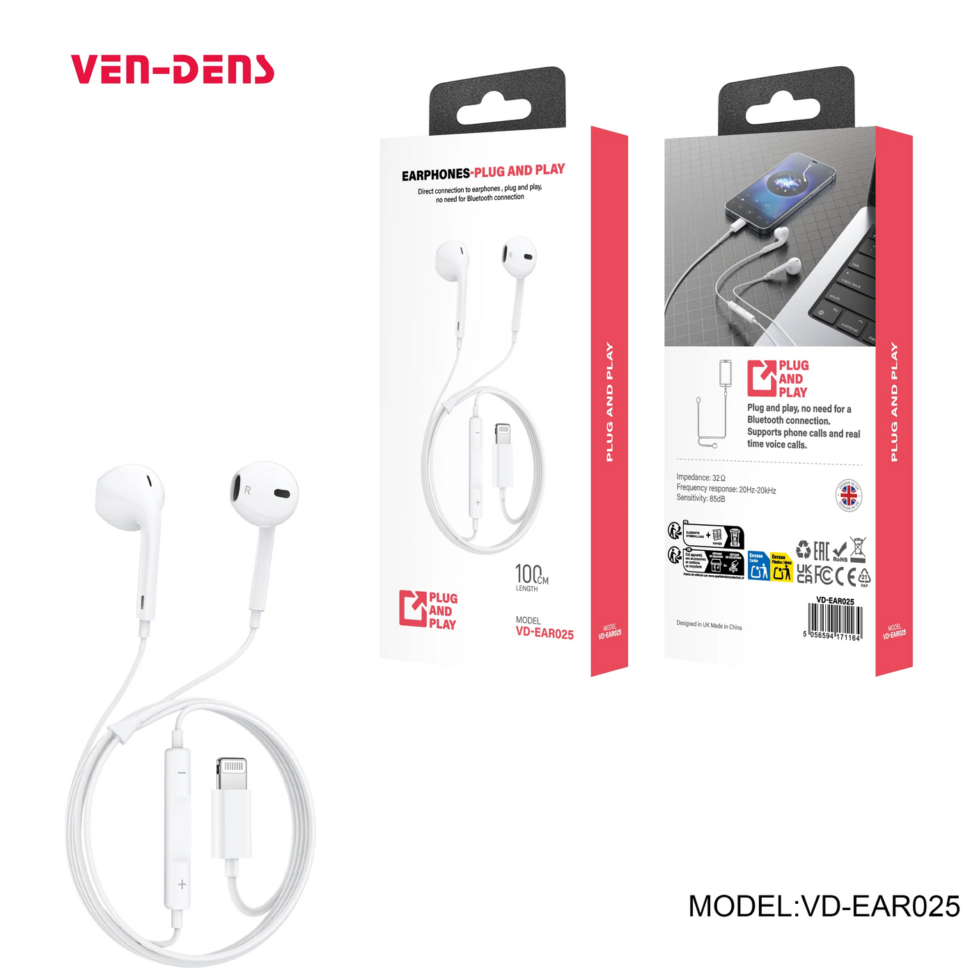 سماعة أذن سلكية VEN-DENS بمنفذ Lightning (لأجهزة Apple) VD-EAR025