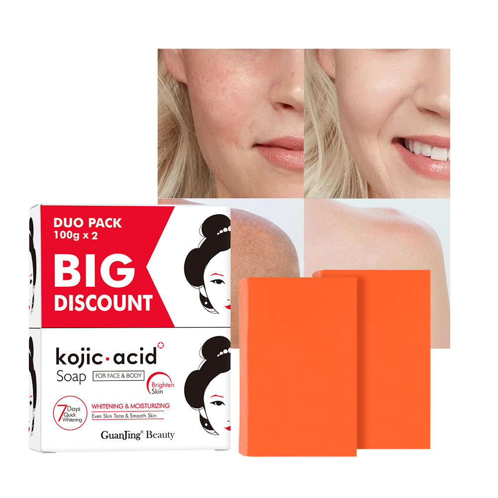 Guanjing Beauty Kojic Acid Soap For Face & Body - 100g × 2Pcs (Offer)