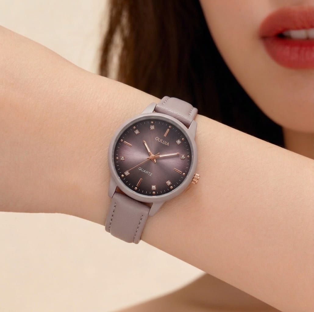 Oulijia Casual Minimalist Leather Strap Watch - OMW1005