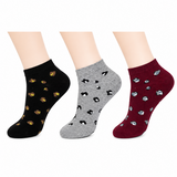 Printed Cotton Ankle Length Sports Socks - K-4-3 - 3 Pairs