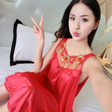Ice Silk Satin Lace Camisole Nightgown - 002