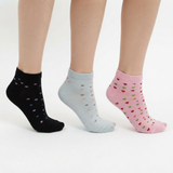 Women's Little Hearts Cotton Ankle Socks 3 Pairs Set - K48