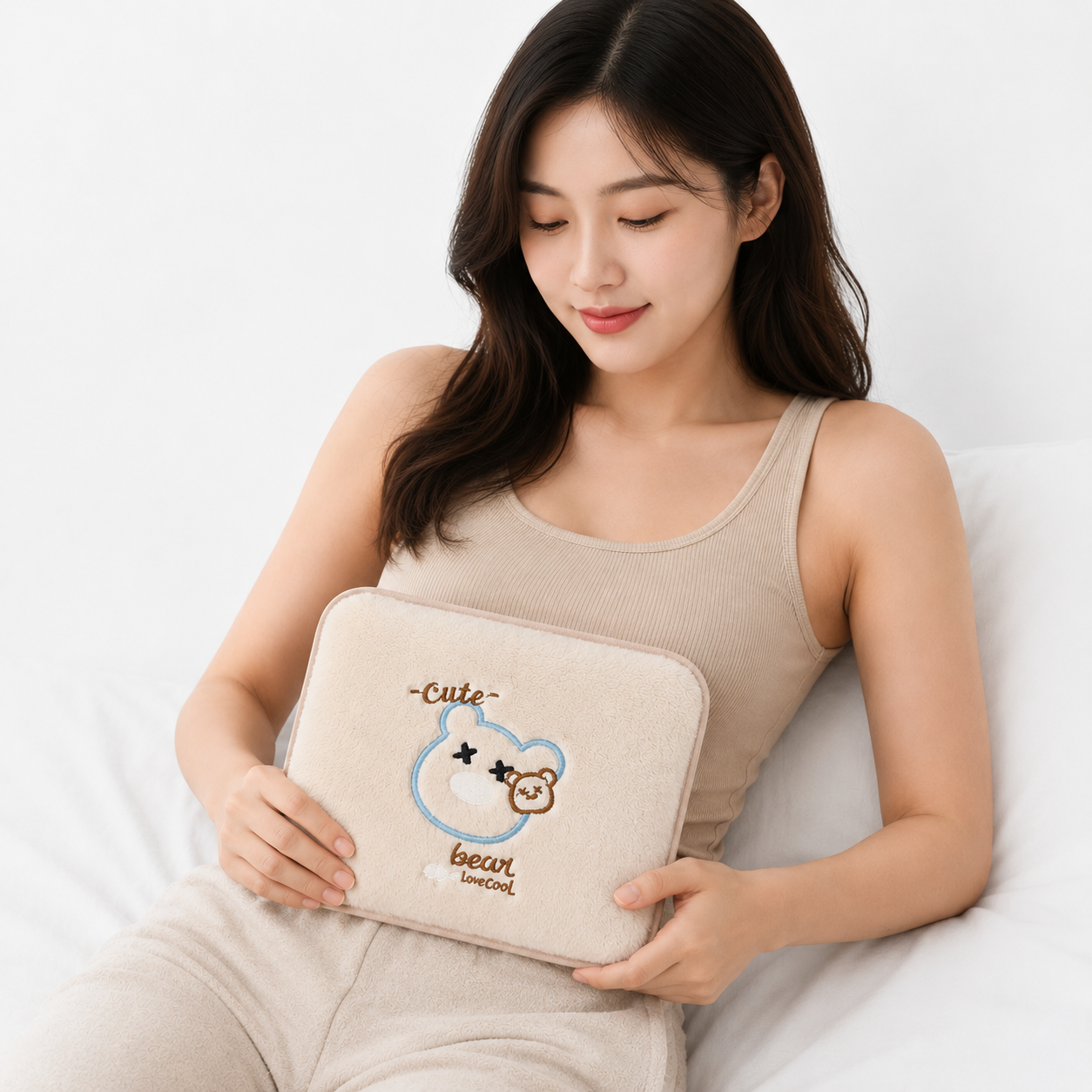Cute Bear Embroidery Rechargeable Hot Water Bag